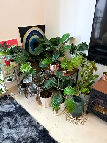 Collection of Indoor fake Plants with Decorative Pots