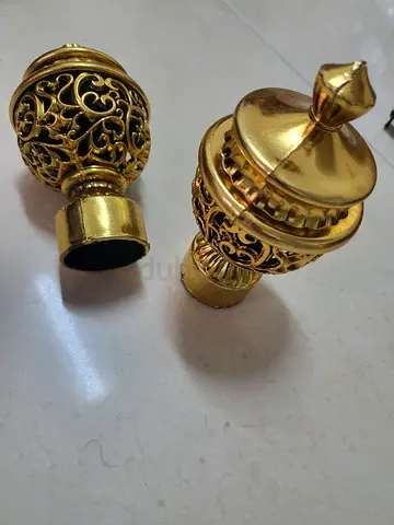CURTAIN accessories Rod Finials, Brackets and Rings Set - Gold