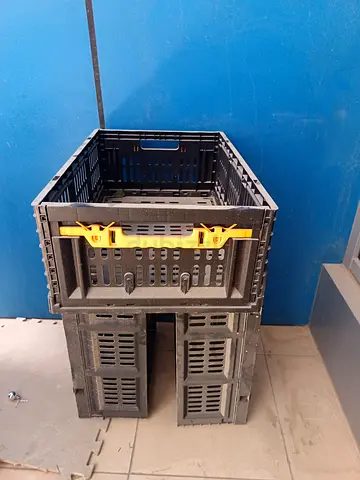 3 Foldable Plastic Storage Crate — Sturdy Stackable Box (used)