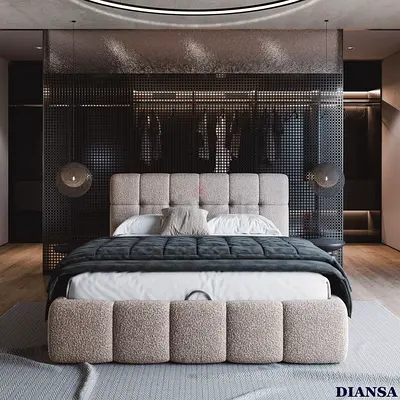 Modern Upholstered Bed with Padded Headboard and Footboard - King Size