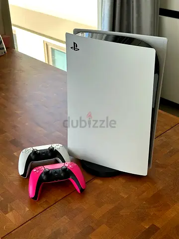 PlayStation 5 Console with 2 DualSense Controllers (White + Pink)