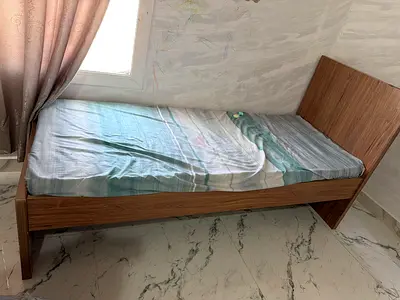 Single wooden bed frame with mattress - good condition