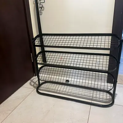 Black 3-Tier Metal Shoe Rack / Organizer (Good Condition)