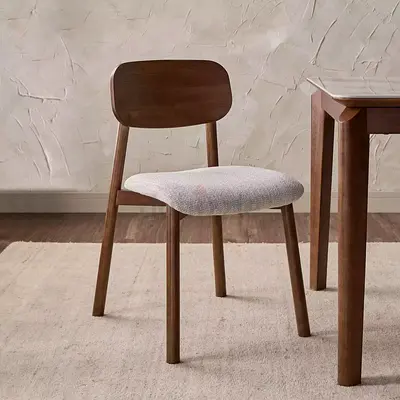 4 Modern Wooden Dining Chair with Fabric Padded Seat