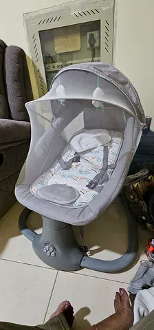 Electric Baby Swing/Rocker with Canopy - Light Grey, Good Condition