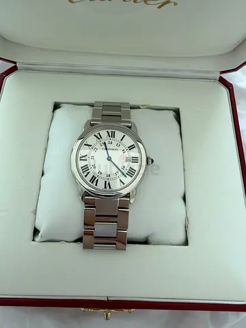 Cartier rondo Mens stainless steel mechanical watch with Roman numerals Date (in box) bran