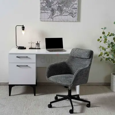 Grey Fabric Swivel Chair Set