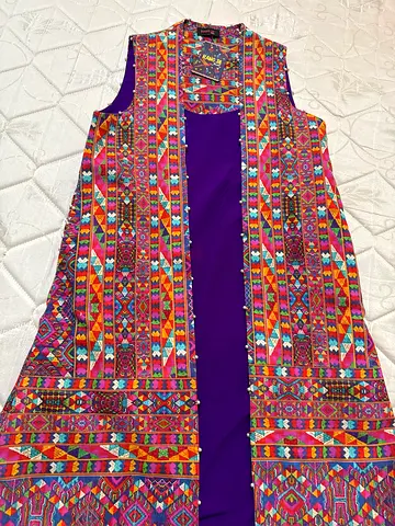 Traditional Embroidered Purple Vest for Women