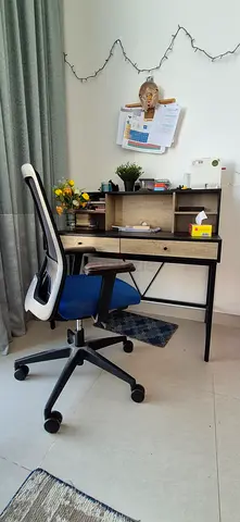 Wooden Rectangular Study/Computer Table with Shelves and ergonomicchair - Good Condition