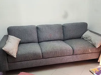 3-Seater Grey Fabric Sofa - Good Condition