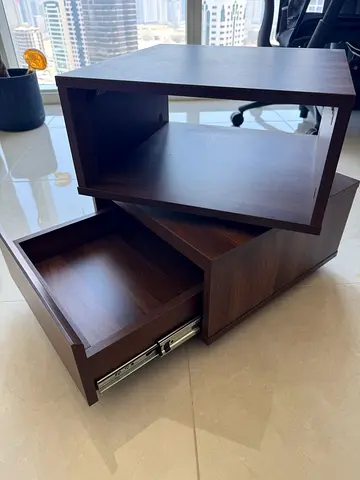 Modern Walnut Finish Nightstand with Drawer