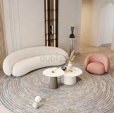 Modern Round Grey Textured Rug — Large Living Room Accent
