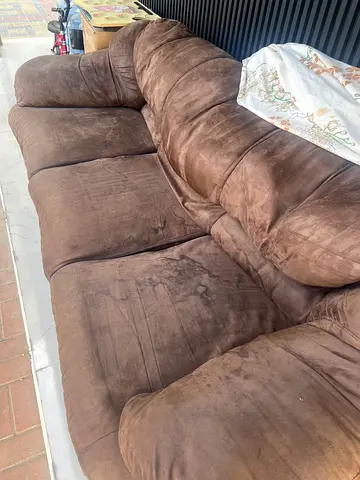 Brown 3-Seater Plush Sofa — Used, Good for Pickup