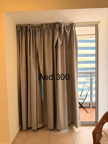 Grey blackout curtains - set for balcony sliding door, good condition