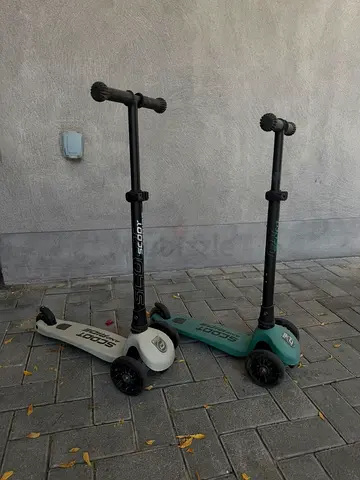Two Kids 3-Wheel Scooters — Adjustable Height, Good Condition