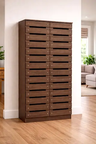Modern Oak Wooden Shoe Cabinet with Shelves - Multi Storage Organizer for Entryway  Home