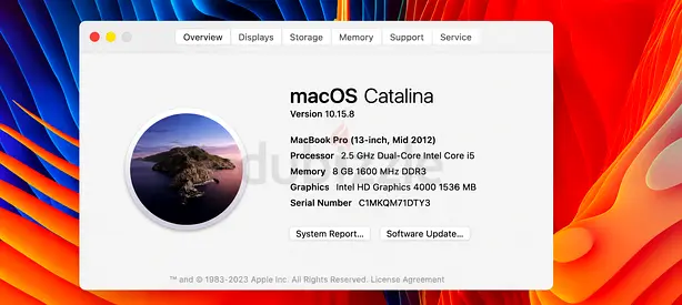 MacBook pro i5 Gen | 8 GB RAM | 500 GB Storage | Mac OS X 10.15.8 Catalina with Charger  Gift