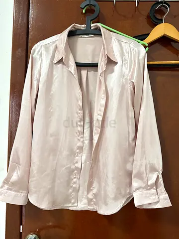 Light Pink Satin Button Down Shirt