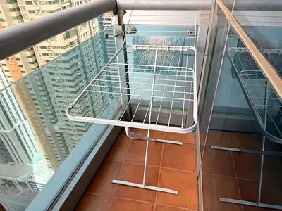 Folding Balcony Clothes Drying Rack - Compact Metal Stand