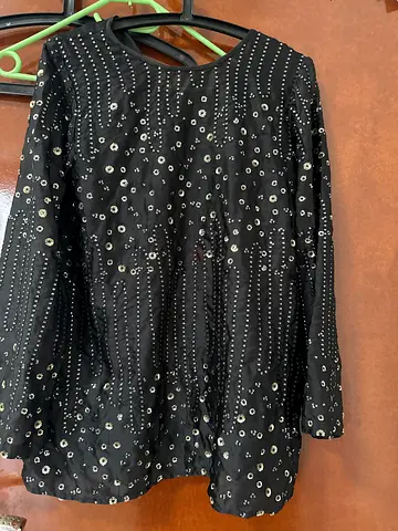 Black Embellished Long Sleeve Blouse