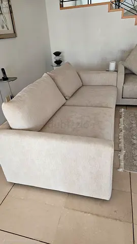 Light Beige 3-Seater 2set Fabric Sofa — Good Condition Crate Barrel