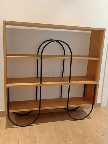 Wooden Bookshelf with Iron Frame
