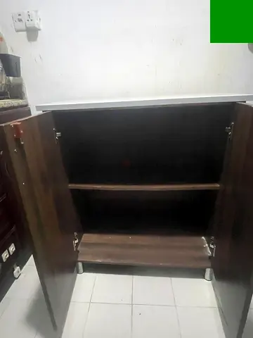 Heavy Duty solid top (Stove Holder) Small Dark Wood Storage Kitchen Cabinet with Shelves
