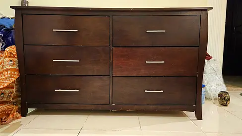 Solid Wood 6-Drawer Dresser / Chest - Dark Brown