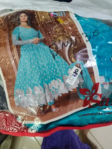 Light Blue Embroidered Anarkali Dress - New, Packed