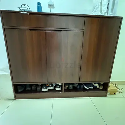 BRAND NEW Shoe Cabinet — Dark Walnut | 3-Door | Fits 20+ Pairs | MOVING SALE