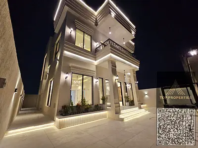 Classic villa for sale on a main street opposite a mosque and amenities – freehold for all nationalities. 4 master bedrooms, luxurious majlis with
