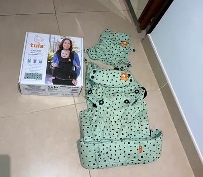 Baby Carriier. Tula Explore Baby Carrier with Original Box – Mint Green Polka Dot