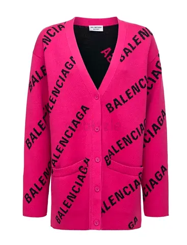 Balenciaga Logo Knit Pink Cardigan