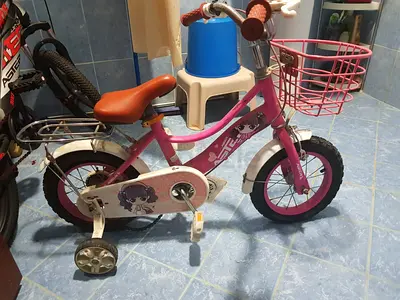 Aster Brand Pink 12-inch dirls Bicycle with Training Wheels and Basket - Good Condition