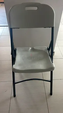 Foldable Plastic and Metal Chair - Light Grey, Good Condition QTY 2 pice