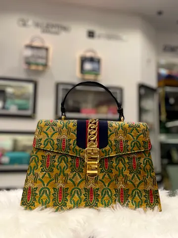 Gucci Sylvie Multicolor Brocade Fabric Handbag (Authentic/PreOwned)