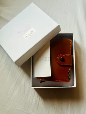 Brown Leather Wallet with snap closure in original box