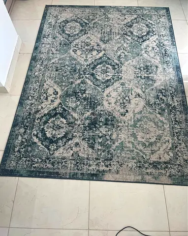 Used patterned area rug - blue/cream, medium size ikea rug and afghani carpet