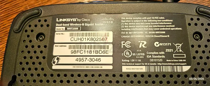 Linksys by Cisco Wireless-N Gigabit Router (WRT320N) - Good Working Condition