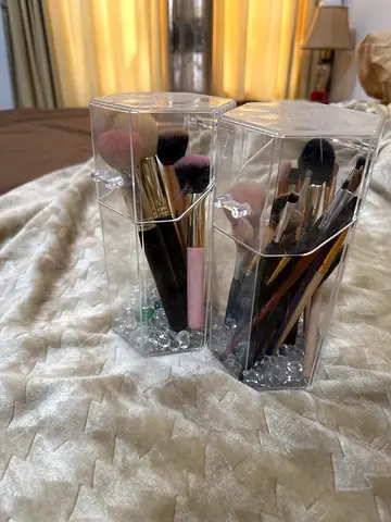 Clear Acrylic Makeup Brush Organizer Set with Beads
