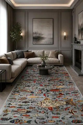 2x3m fish pattern afghan handmade carpet rug
