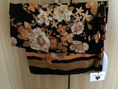 French brand - Black floral Twinset scarf / shawl - lightweight, new