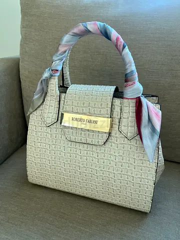 Brand new Roberto Fabiani Croc-Embossed Tote Bag with Scarf Wrapped Handle with a dust bag