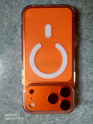 Orange  iphone with clear case (good condition)