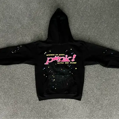 Sp5der hoddie black and pink - unisex
