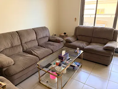 3-Seater 2-Seater and 1-Seater Grey Fabric Sofa Set - Comfortable Used Condition