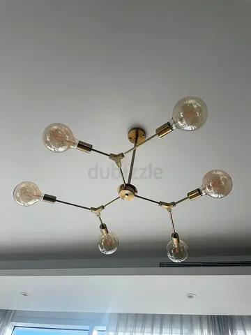 Modern Brass 6-Arm Ceiling Light Chandelier