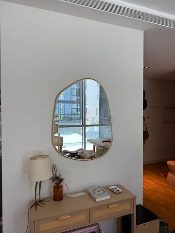 Wooden Framed Wall Mirror - Modern Oval Shape