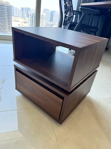 Modern Walnut Finish Nightstand with Drawer