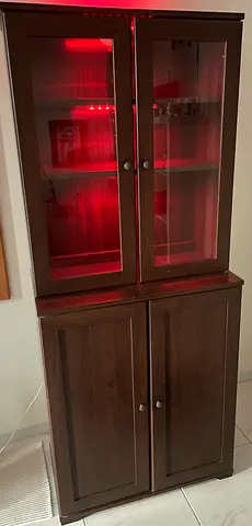 Dark Wood Display Cabinet - 2-Piece Storage/Display Unit